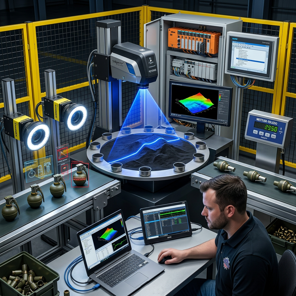 Vision inspection station with TriSpector 3D profiler and Cognex cameras